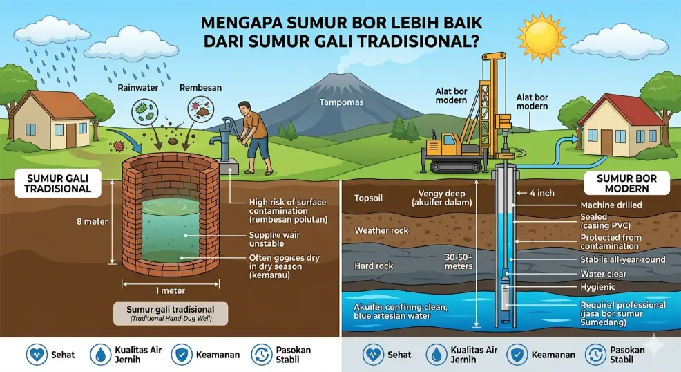 Mengapa Sumur Bor Lebih Baik daripada Sumur Gali Tradisional? Ini Penjelasannya